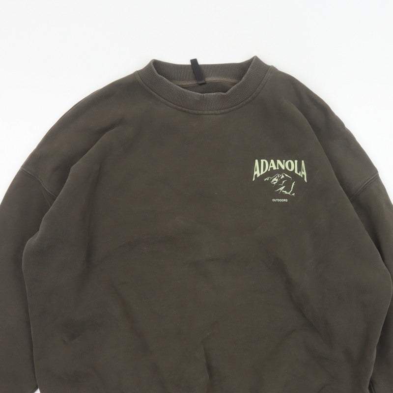Adanola Women's Brown S Oversized Pullover Crew Neck Outdoor Sweatshirt