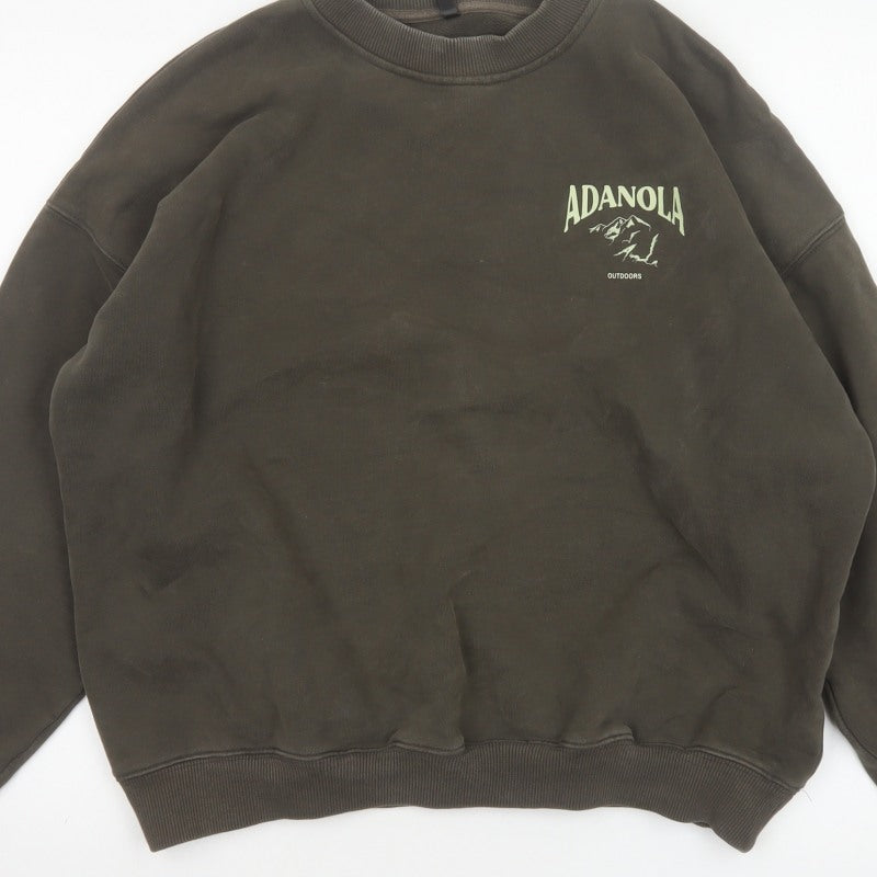 Adanola Women's Brown S Oversized Pullover Crew Neck Outdoor Sweatshirt