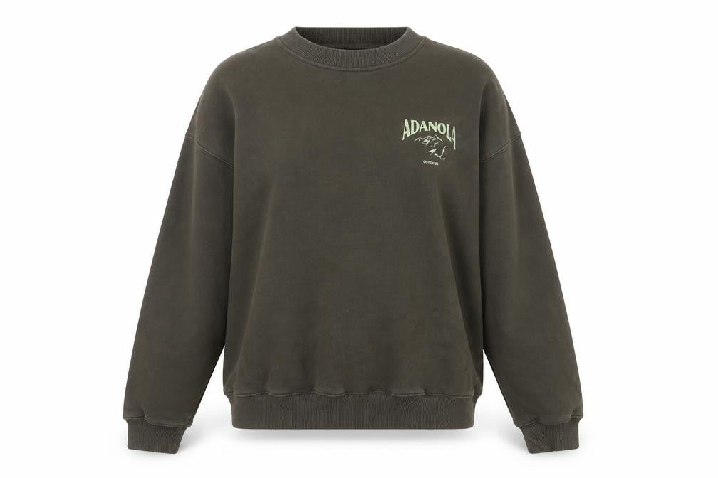 Adanola Women's Brown S Oversized Pullover Crew Neck Outdoor Sweatshirt