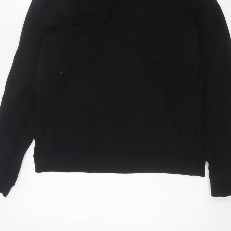 ASOS Design Men Black S Pullover Hoodie Drawstring Pocket Cotton