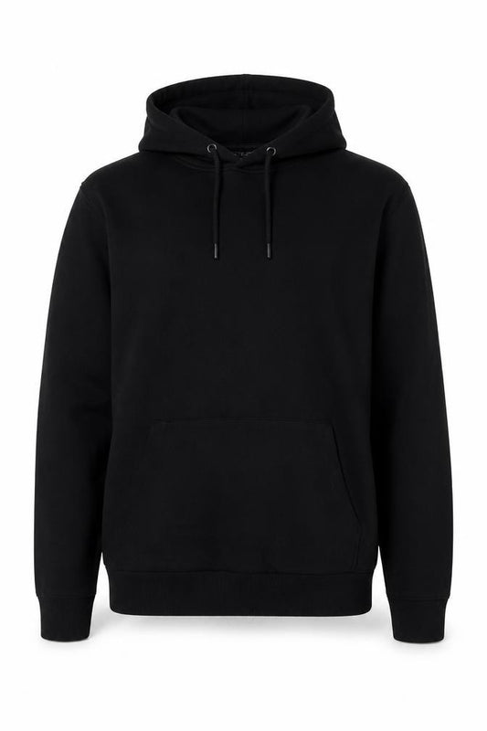 ASOS Design Men Black S Pullover Hoodie Drawstring Pocket Cotton