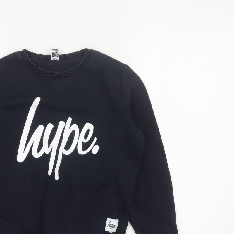 Hype Boys Black 11-12 Years Logo Graphic Pullover Sweatshirt