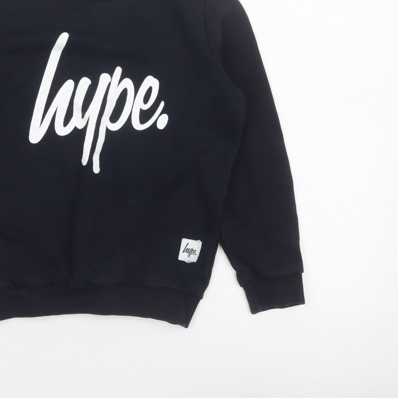 Hype Boys Black 11-12 Years Logo Graphic Pullover Sweatshirt