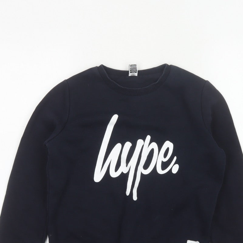Hype Boys Black 11-12 Years Logo Graphic Pullover Sweatshirt