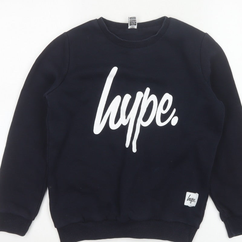 Hype Boys Black 11-12 Years Logo Graphic Pullover Sweatshirt
