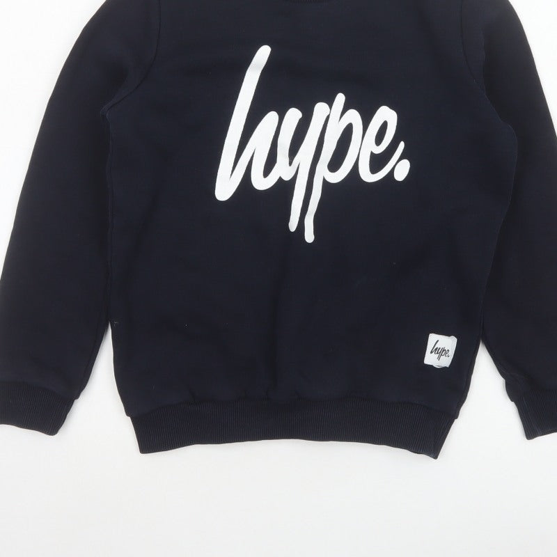 Hype Boys Black 11-12 Years Logo Graphic Pullover Sweatshirt