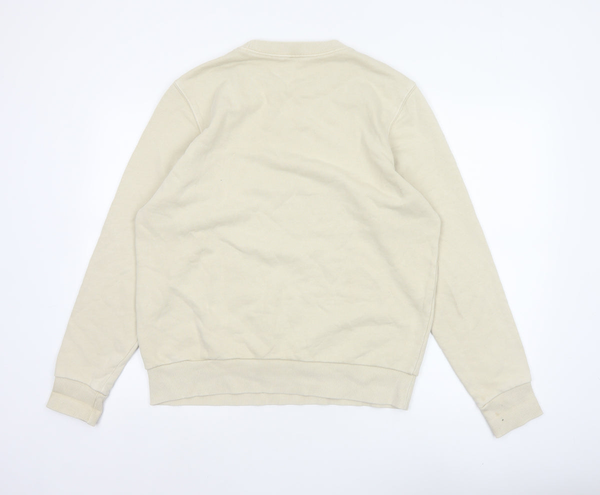 Reebok Men’s Ivory L Crew Neck Logo Pullover Sweatshirt