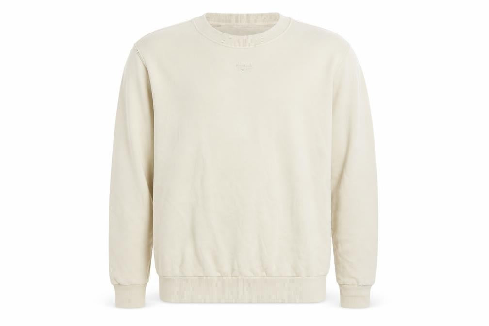 Reebok Men’s Ivory L Crew Neck Logo Pullover Sweatshirt