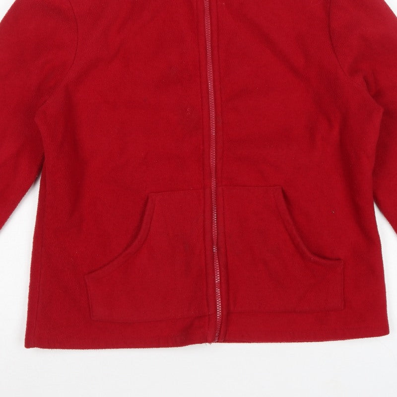 M&Co Women’s Red M Fleece Full Zip Collared Jacket