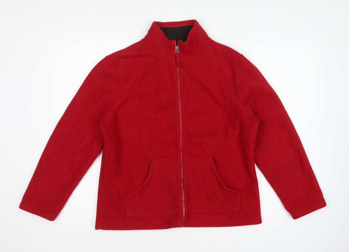 M&Co Women’s Red M Fleece Full Zip Collared Jacket