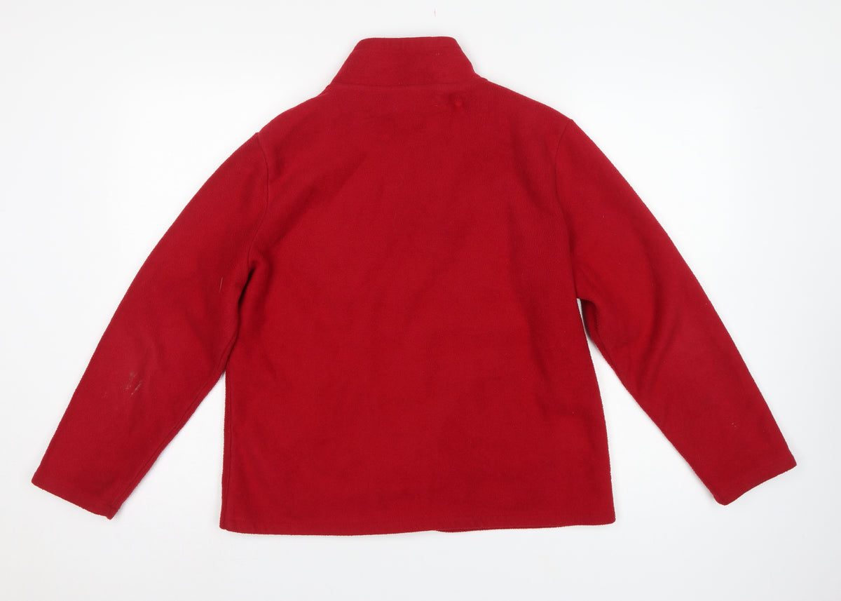 M&Co Women’s Red M Fleece Full Zip Collared Jacket