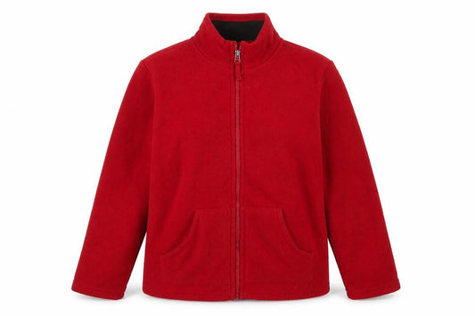 M&Co Women’s Red M Fleece Full Zip Collared Jacket