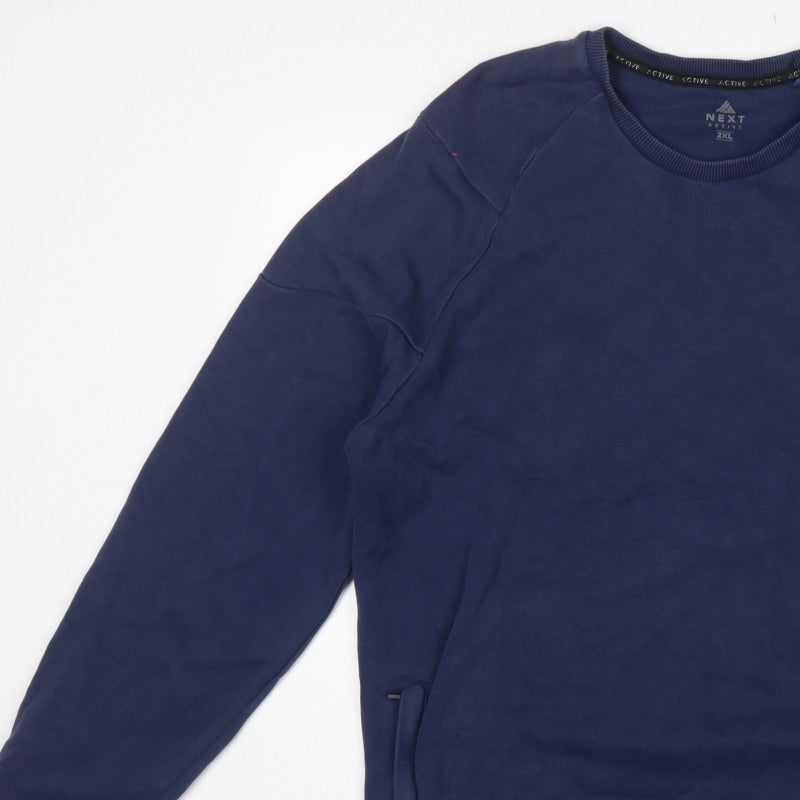 Next Active Men’s Blue 2XL Crew Neck Pullover Sweatshirt Zip Pockets