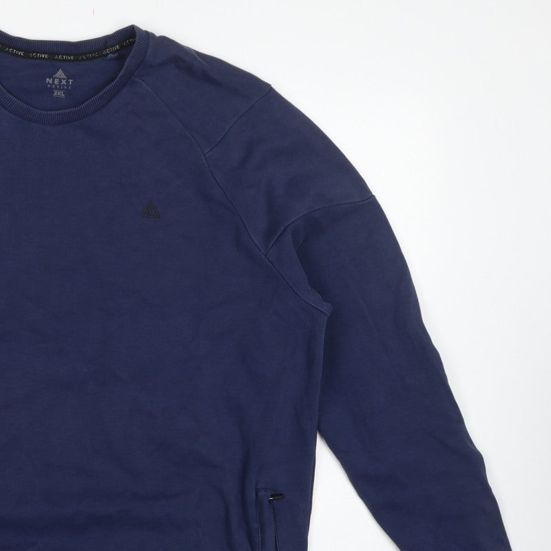Next Active Men’s Blue 2XL Crew Neck Pullover Sweatshirt Zip Pockets