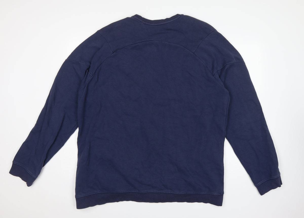 Next Active Men’s Blue 2XL Crew Neck Pullover Sweatshirt Zip Pockets