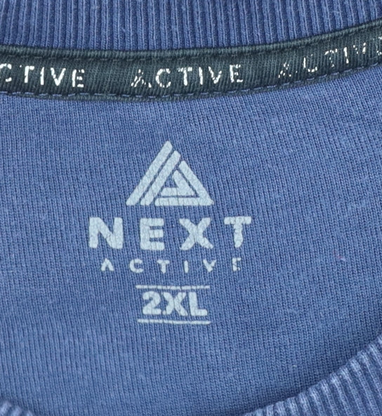 Next Active Men’s Blue 2XL Crew Neck Pullover Sweatshirt Zip Pockets