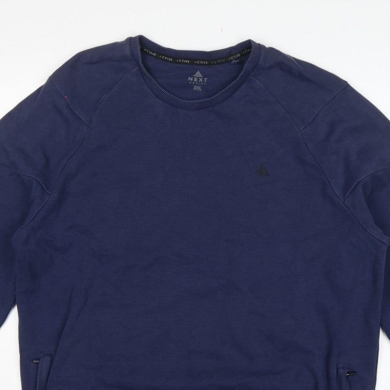 Next Active Men’s Blue 2XL Crew Neck Pullover Sweatshirt Zip Pockets