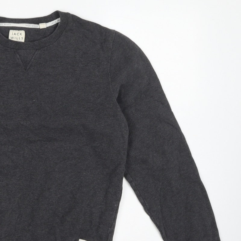Jack Wills Mens Grey M Pullover Crew Neck Logo Sweatshirt