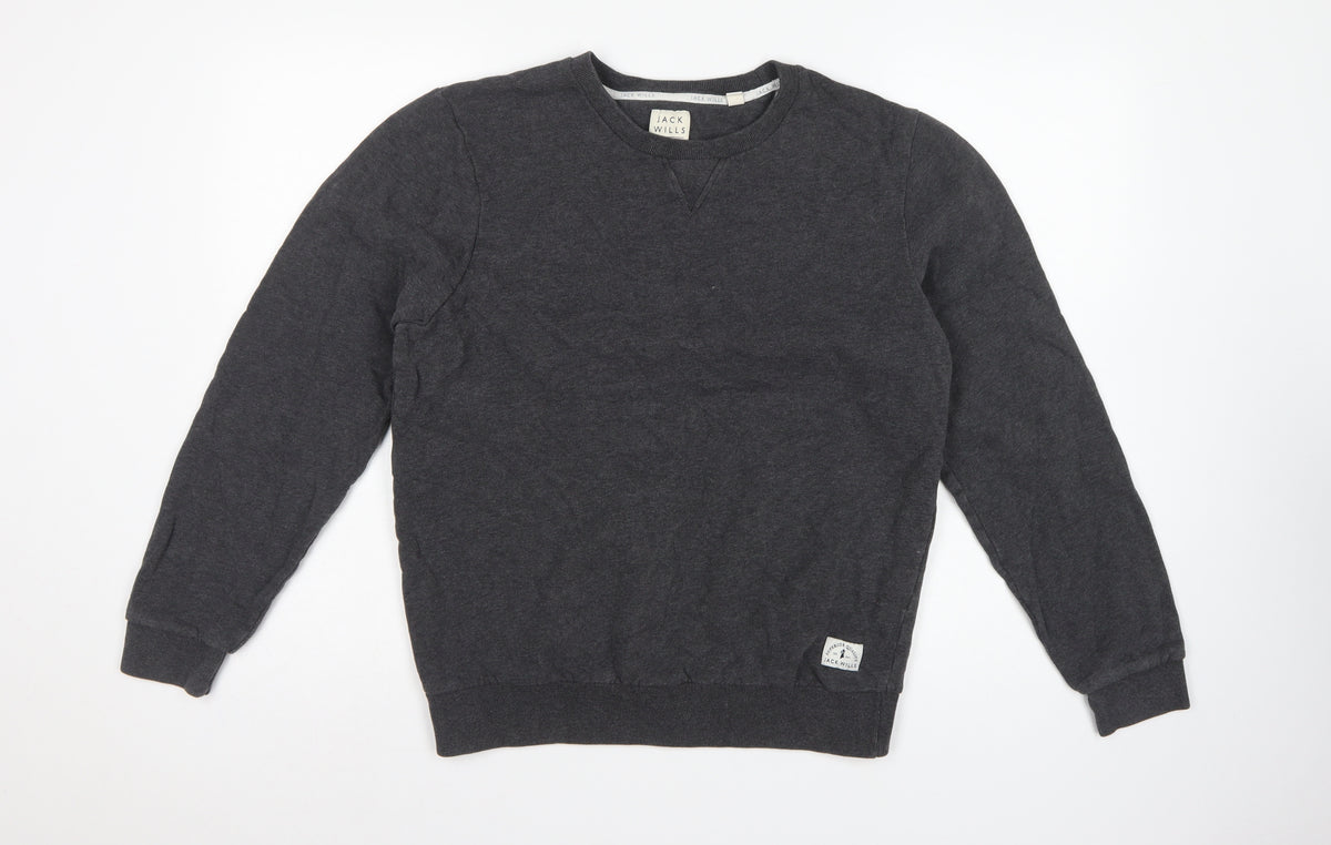 Jack Wills Mens Grey M Pullover Crew Neck Logo Sweatshirt
