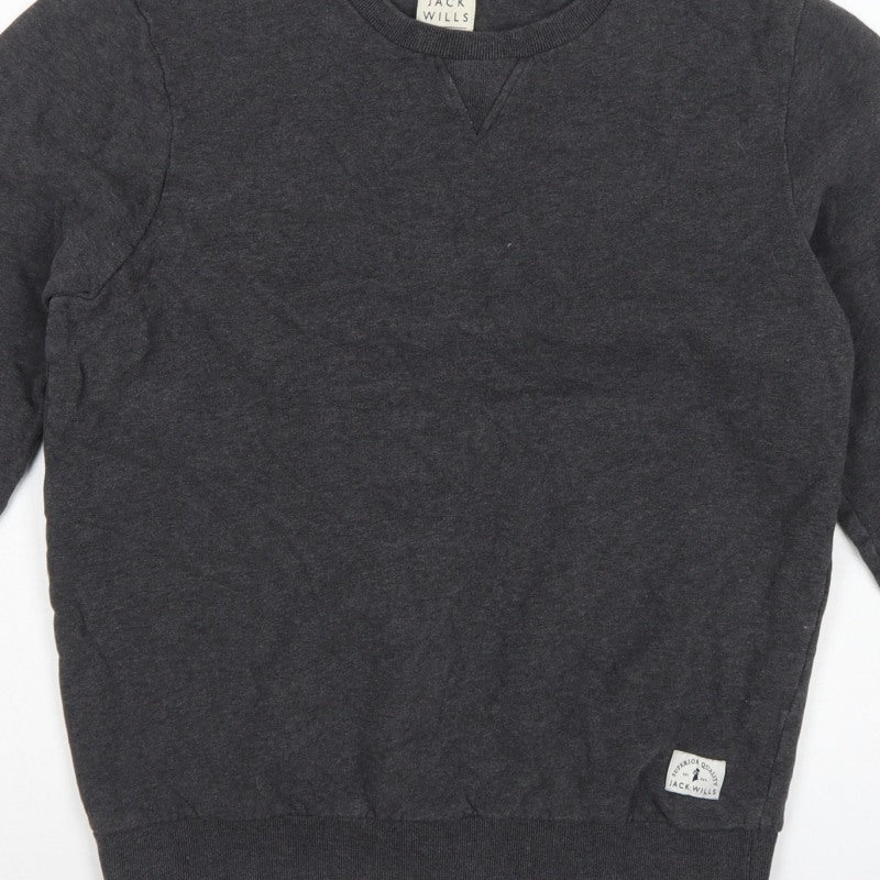 Jack Wills Mens Grey M Pullover Crew Neck Logo Sweatshirt