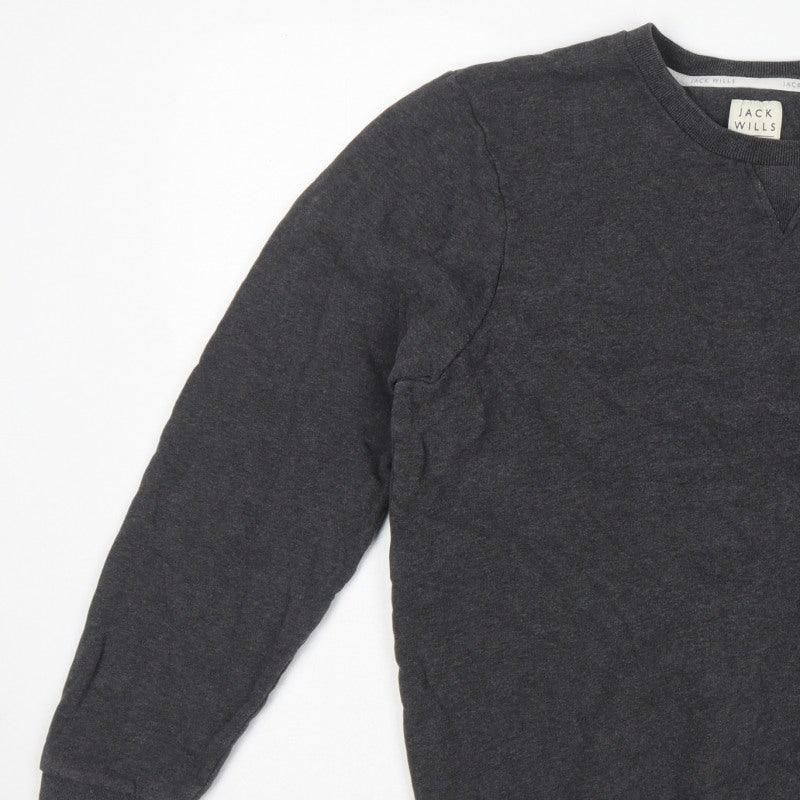 Jack Wills Mens Grey M Pullover Crew Neck Logo Sweatshirt