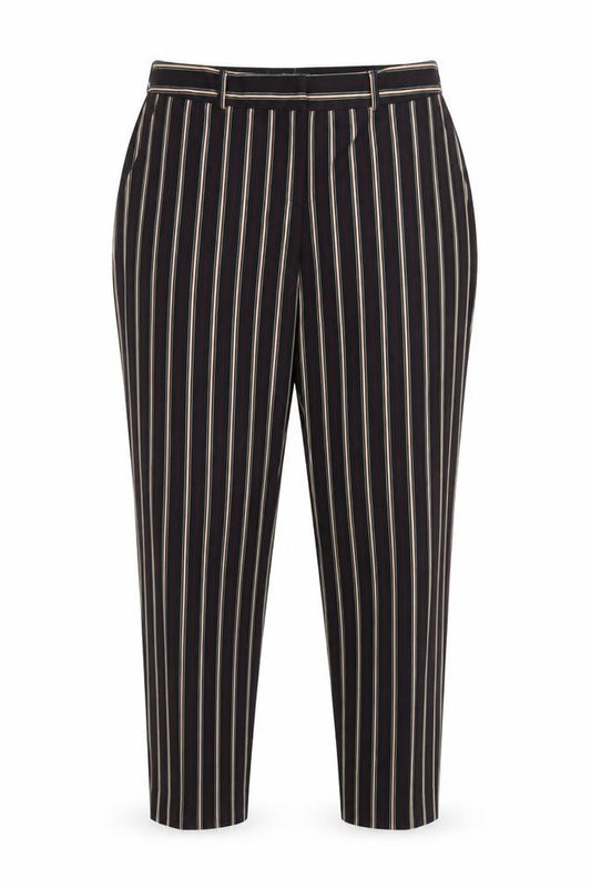 Dorothy Perkins Women Black Stripe UK 14 Tapered Smart Trousers
