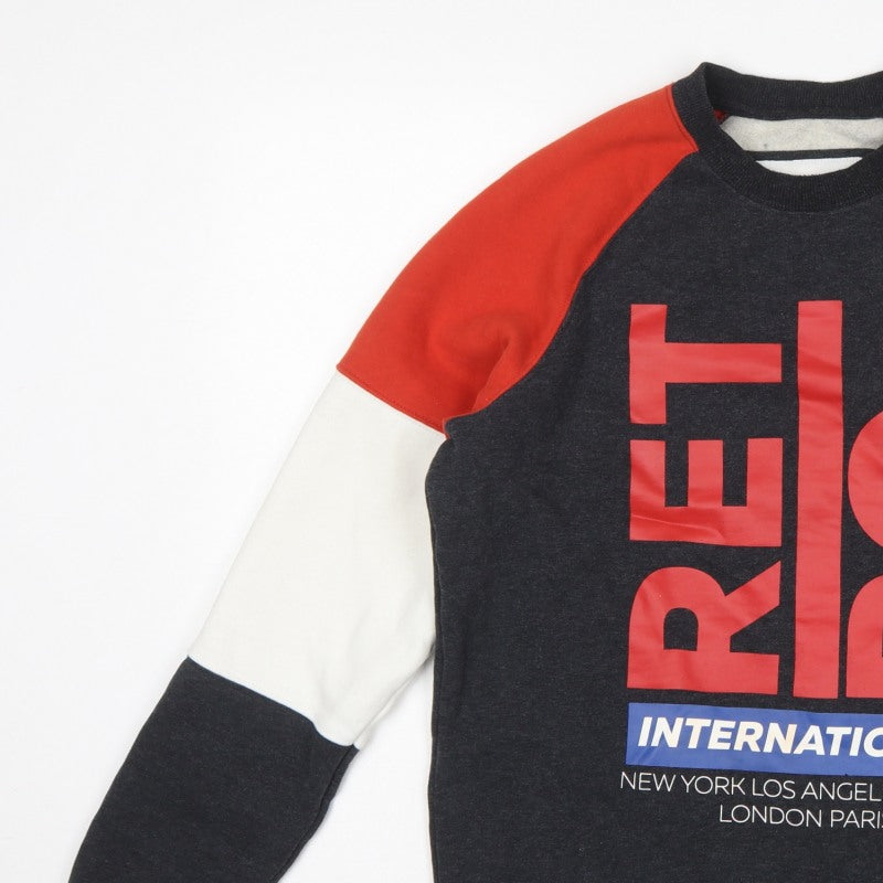 Retro Jeans Men’s Black Red M Graphic Logo Pullover Sweatshirt