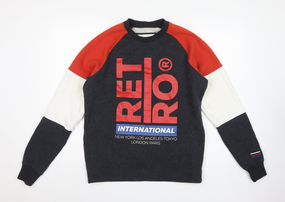 Retro Jeans Men’s Black Red M Graphic Logo Pullover Sweatshirt
