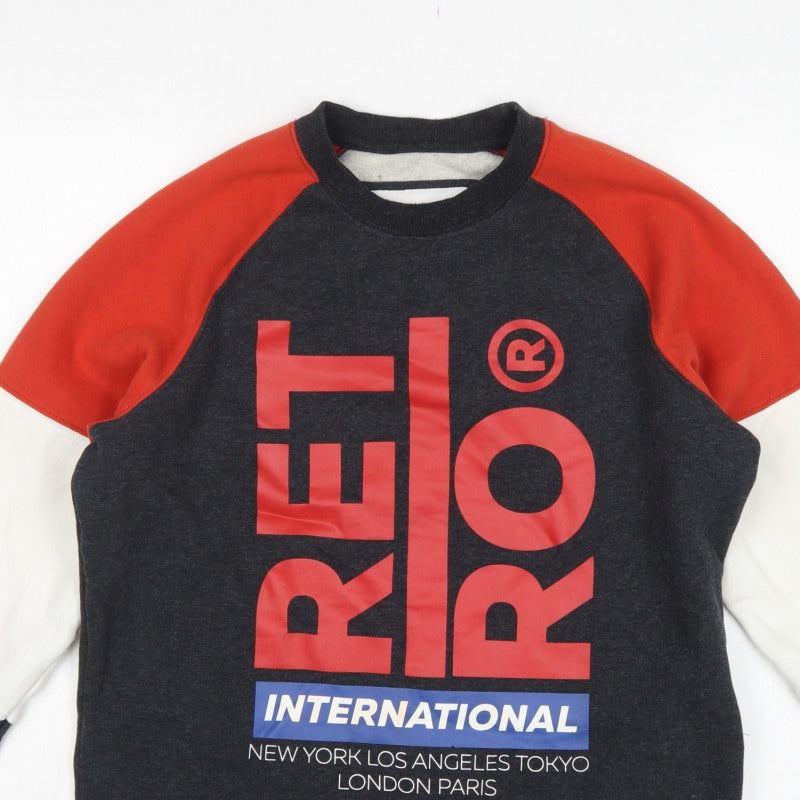 Retro Jeans Men’s Black Red M Graphic Logo Pullover Sweatshirt