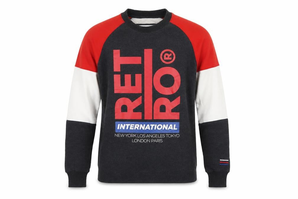 Retro Jeans Men’s Black Red M Graphic Logo Pullover Sweatshirt