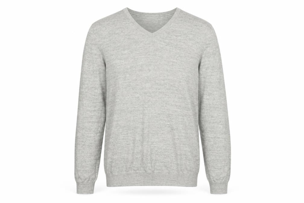 Next Men’s Grey Large V-Neck Fine Knit Cotton Blend Pullover Jumper