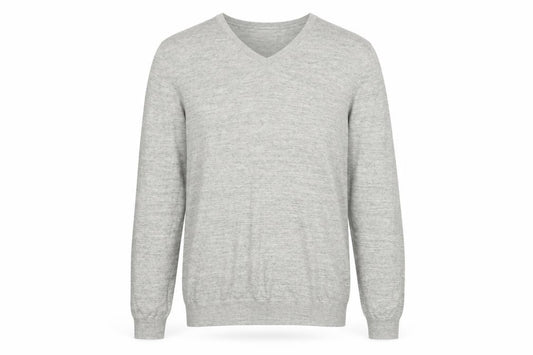 Next Men’s Grey Large V-Neck Fine Knit Cotton Blend Pullover Jumper