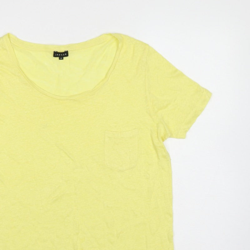 Jaeger Women Yellow M Basic Scoop Neck Pocket Jersey T-Shirt