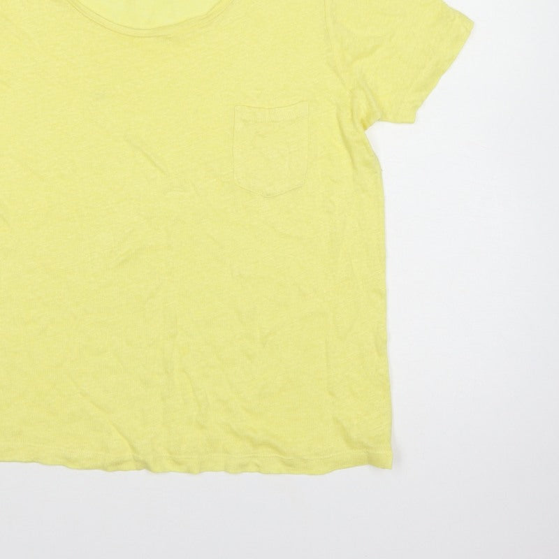Jaeger Women Yellow M Basic Scoop Neck Pocket Jersey T-Shirt