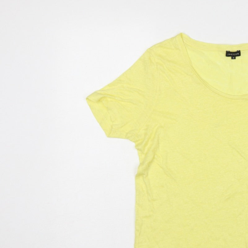 Jaeger Women Yellow M Basic Scoop Neck Pocket Jersey T-Shirt