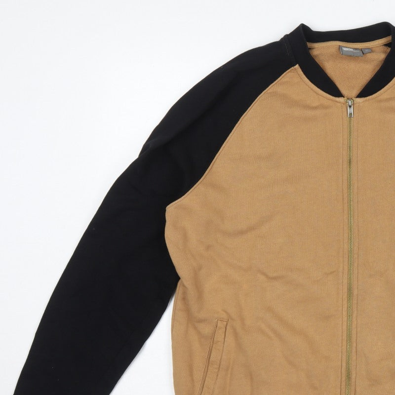 ASOS Men’s Beige Black Full Zip Bomber Sweatshirt XL