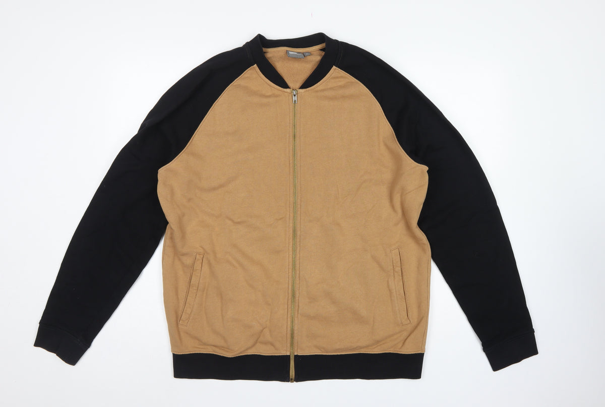 ASOS Men’s Beige Black Full Zip Bomber Sweatshirt XL