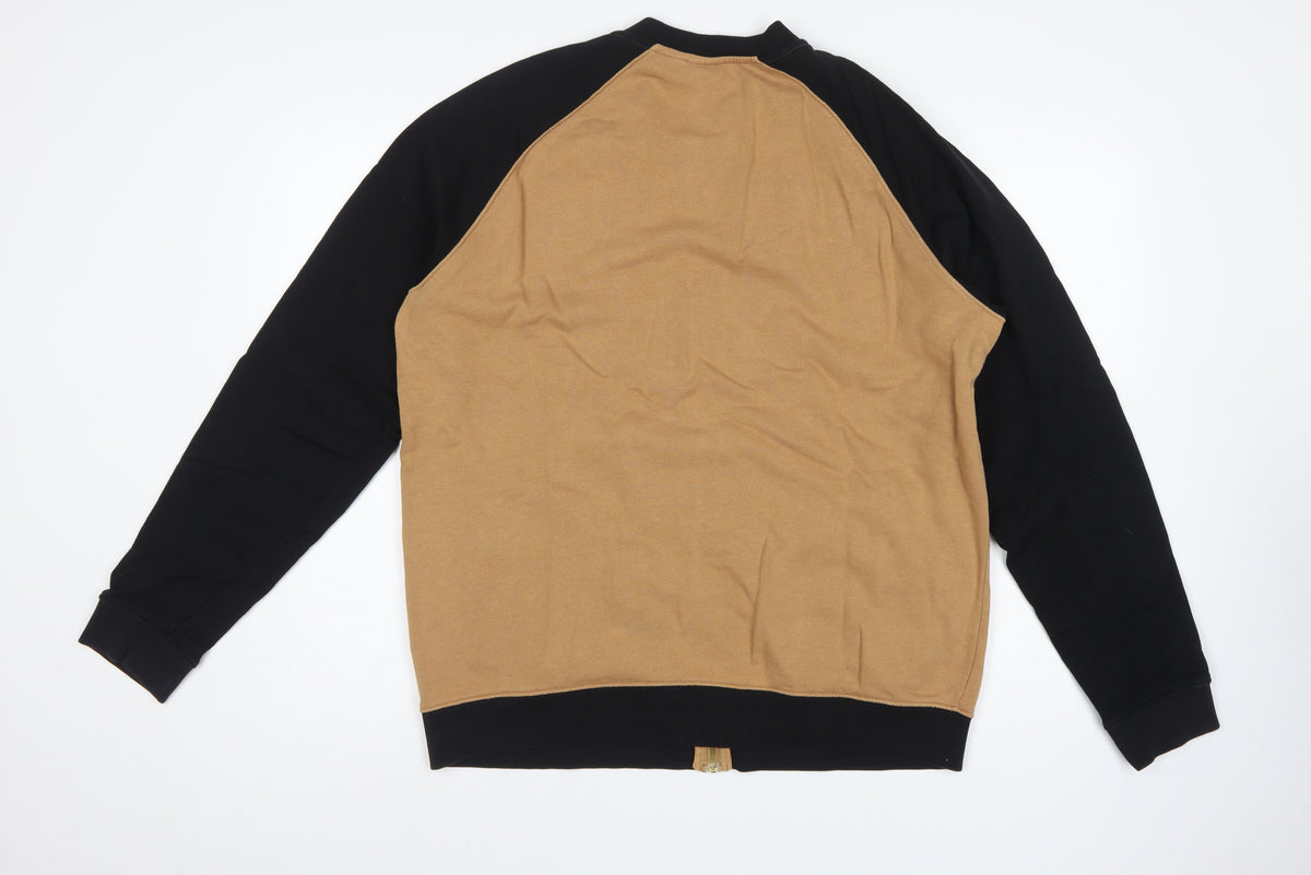 ASOS Men’s Beige Black Full Zip Bomber Sweatshirt XL