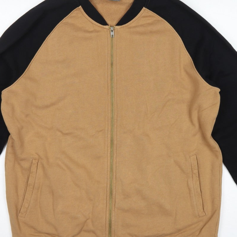 ASOS Men’s Beige Black Full Zip Bomber Sweatshirt XL