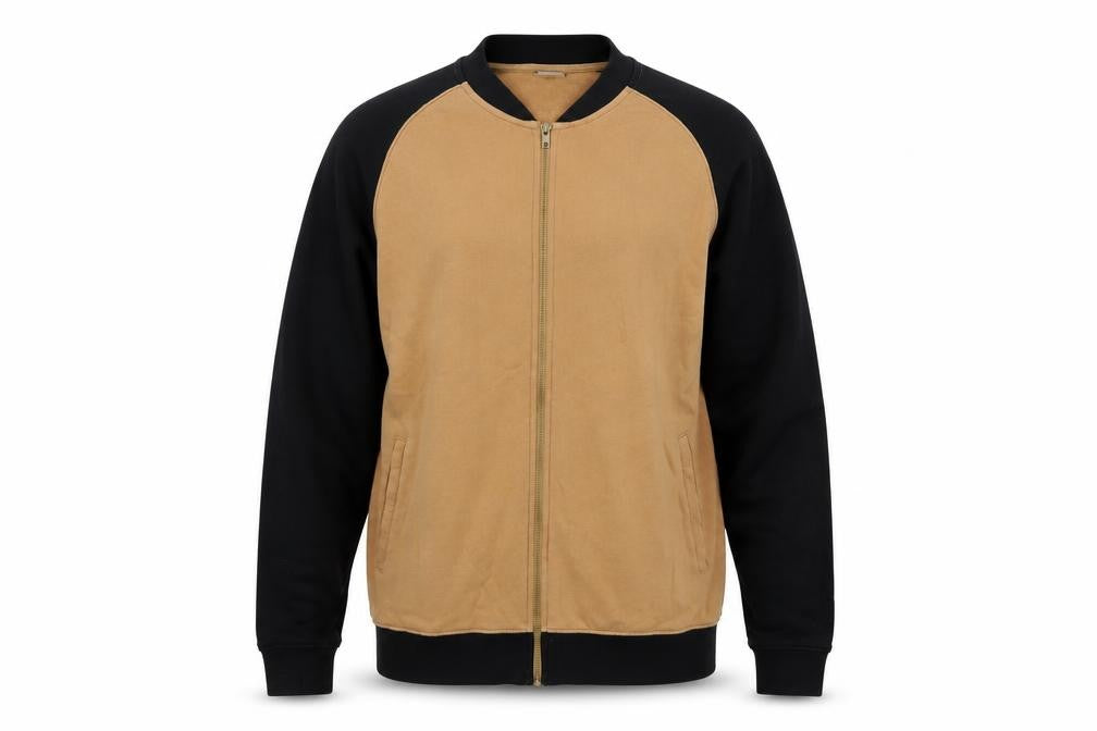 ASOS Men’s Beige Black Full Zip Bomber Sweatshirt XL