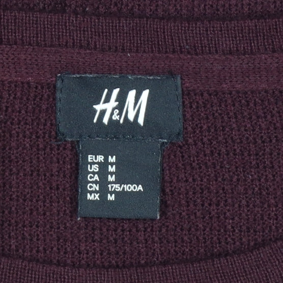 H&M Men's Brown M Crew Neck Fine Knit Acrylic Pullover Jumper