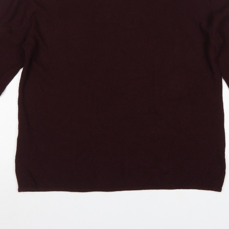H&M Men's Brown M Crew Neck Fine Knit Acrylic Pullover Jumper