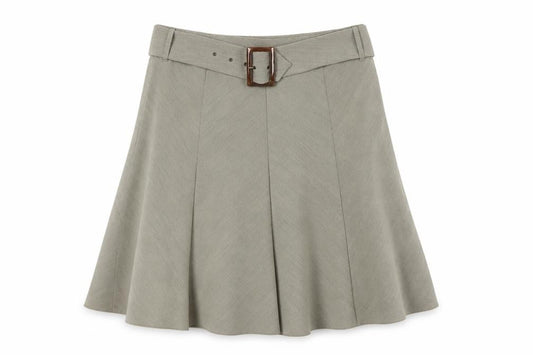 Marks & Spencer Women Beige UK 14 A-Line Knee Skirt Belted