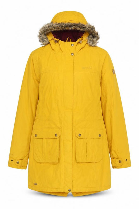 Regatta Women’s Yellow UK 14 Long Hooded Faux Fur Parka Coat