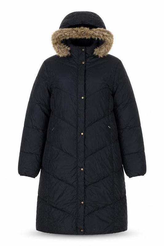 Lands' End Women's Black S 6-8 Long Hooded Down Puffer Coat