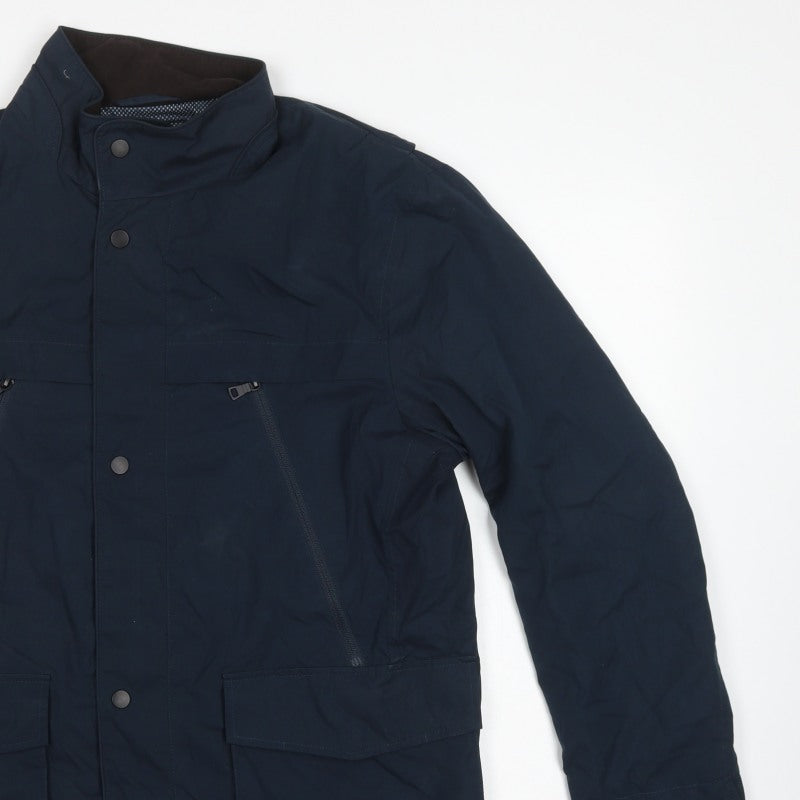 Marks and Spencer Men Blue M Basic Jacket Zip Snap Pockets