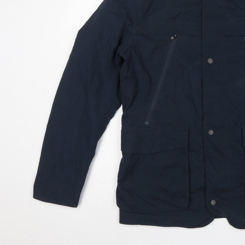 Marks and Spencer Men Blue M Basic Jacket Zip Snap Pockets