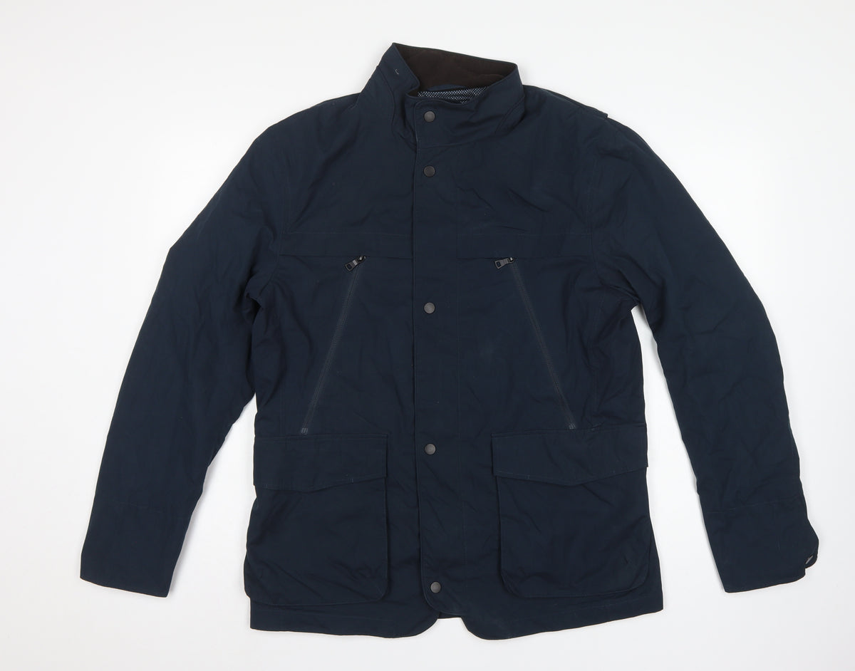 Marks and Spencer Men Blue M Basic Jacket Zip Snap Pockets