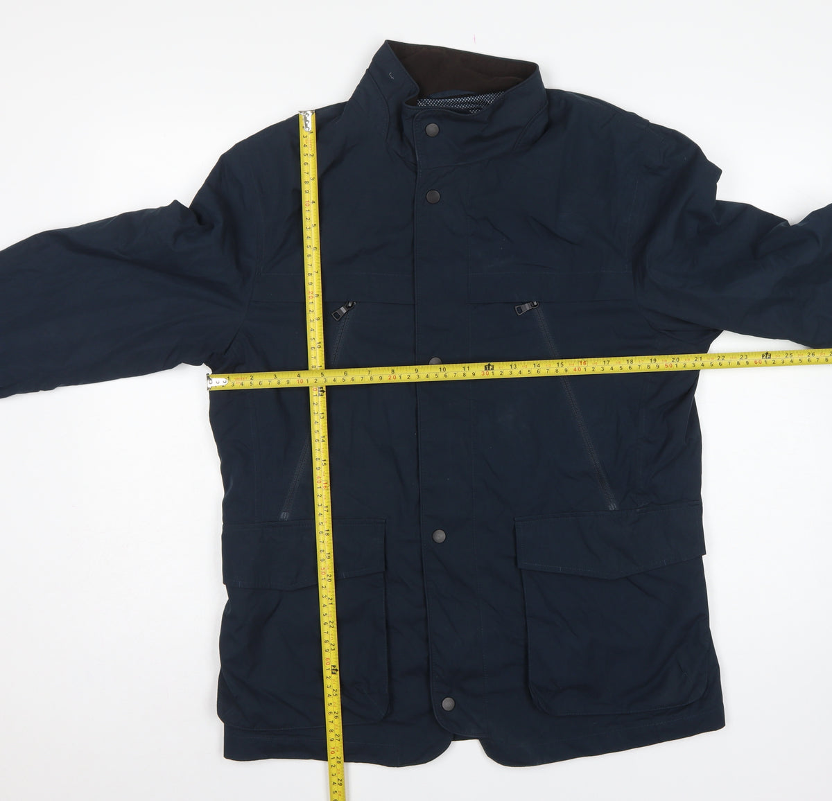 Marks and Spencer Men Blue M Basic Jacket Zip Snap Pockets