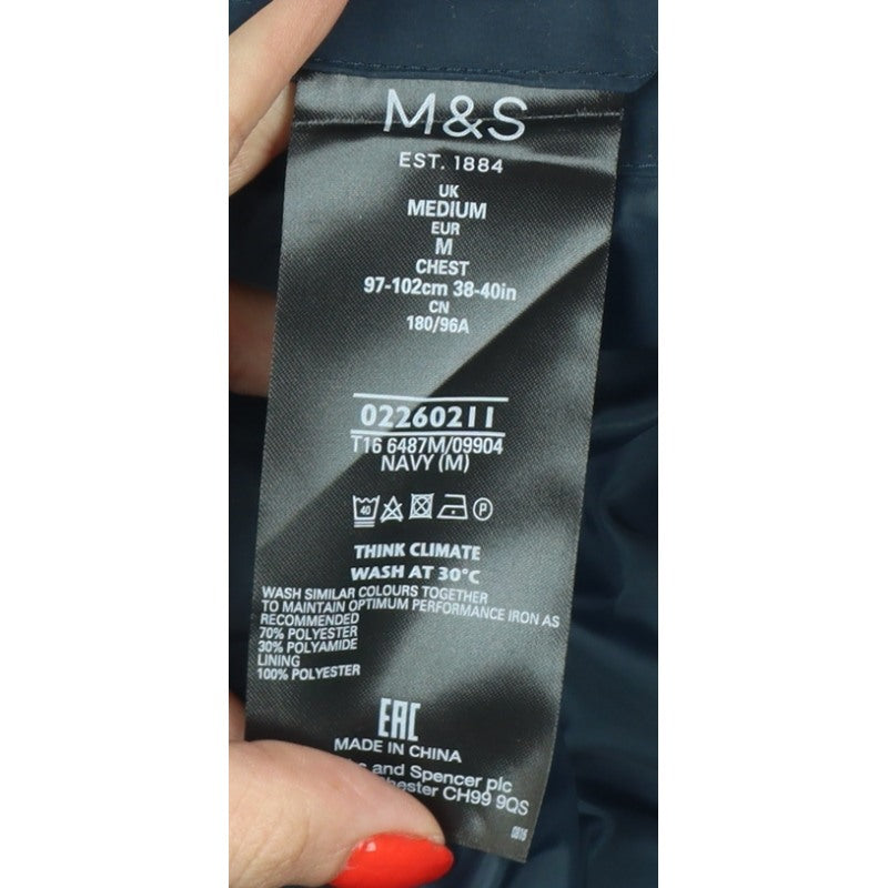 Marks and Spencer Men Blue M Basic Jacket Zip Snap Pockets